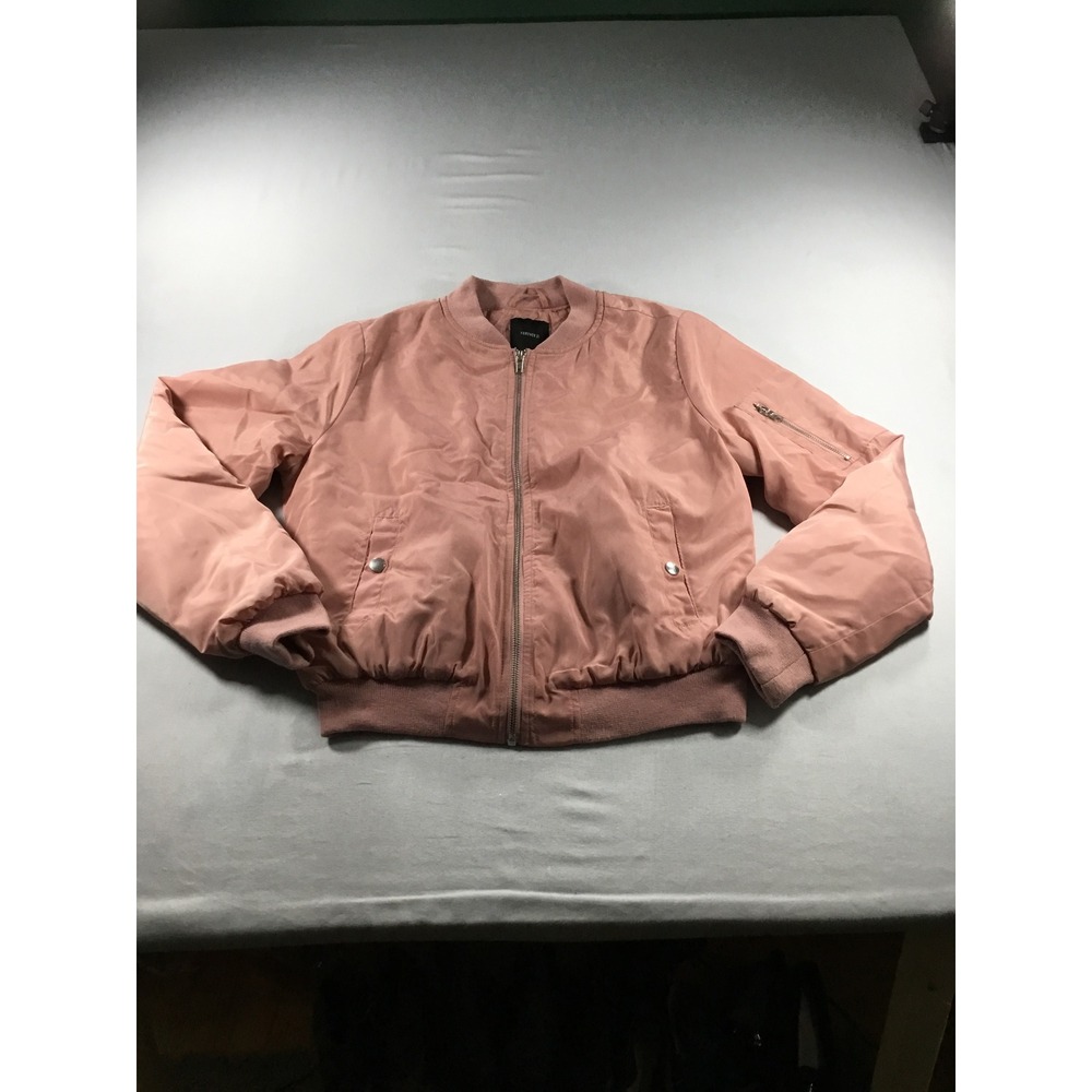 Forever 21 Fall Y2K Bomber Jacket M Blush RosePink Quilted Lining Streetwear